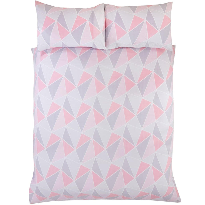 Leo Geometric Triangles Print Blush Pink Duvet Cover Set -  - Ideal Textiles