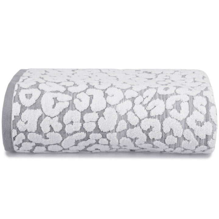 Leopard Jacquard Luxury Cotton Towel Grey - Bath Sheet - Ideal Textiles