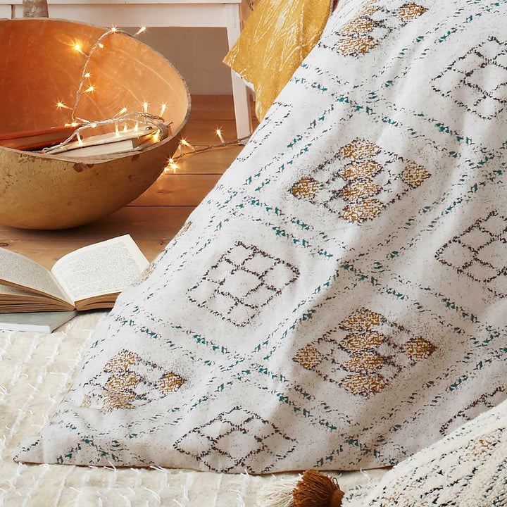 Atlas 100% Brushed Cotton Flannelette Ochre Duvet Cover Set -  - Ideal Textiles
