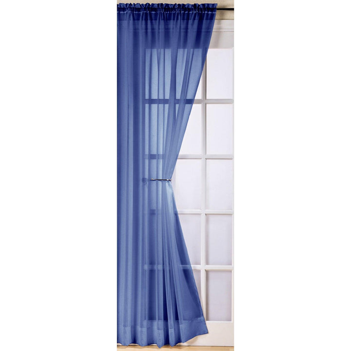 Trent Sheer Voile Curtain Panels Navy -  - Ideal Textiles