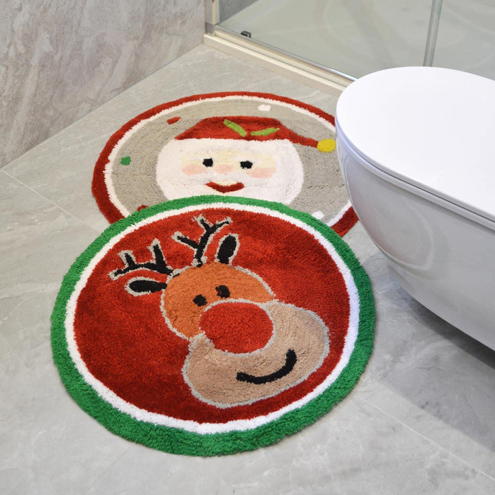 Rudolph Christmas Round Non-Slip Bath Mat - Ideal