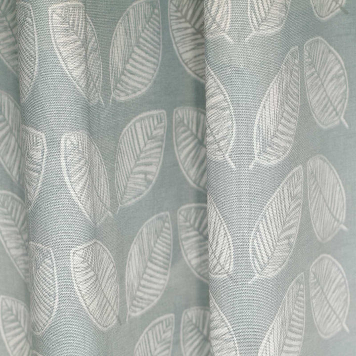 Delft Geometric Leaf Lined Eyelet Curtains Duck Egg -  - Ideal Textiles