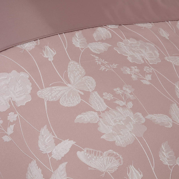Butterfly Meadow Jacquard Sateen Blush Pink Duvet Cover Set -  - Ideal Textiles