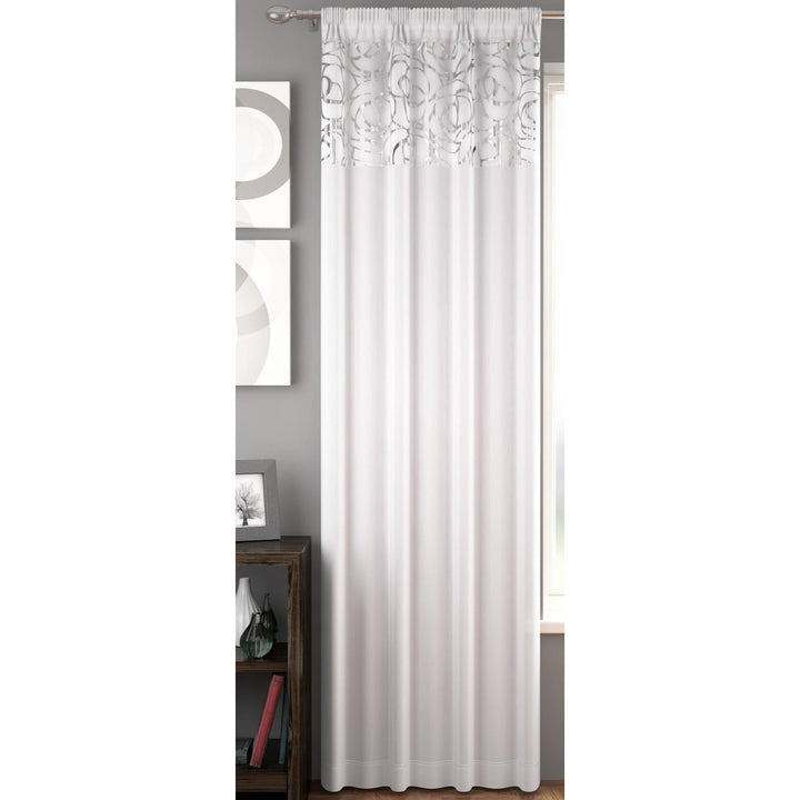 Arran Metallic Voile Curtain Panels White -  - Ideal Textiles