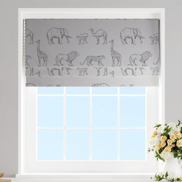 Prairie Animals Anthracite Made To Measure Roman Blind -  - Ideal Textiles