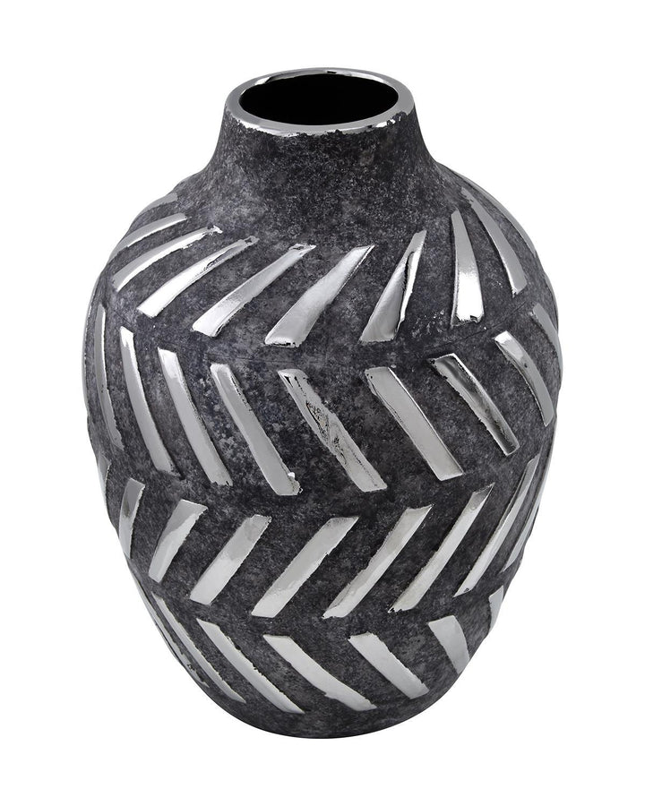 Perth Handcrafted Large Grey Ceramic Geometric Vase - Ideal