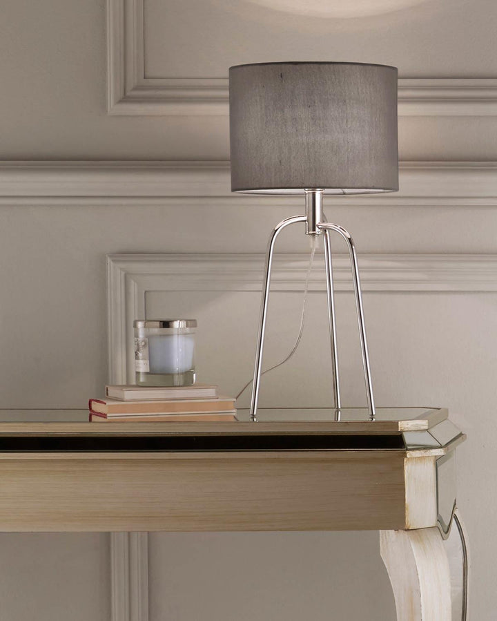 Chrome Jerry Table Lamp with Grey Shade - Ideal