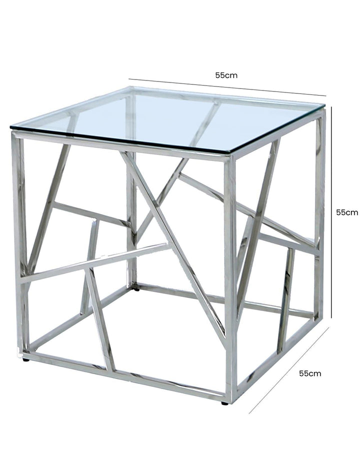 Tetra Chrome Glass Side Table - Ideal