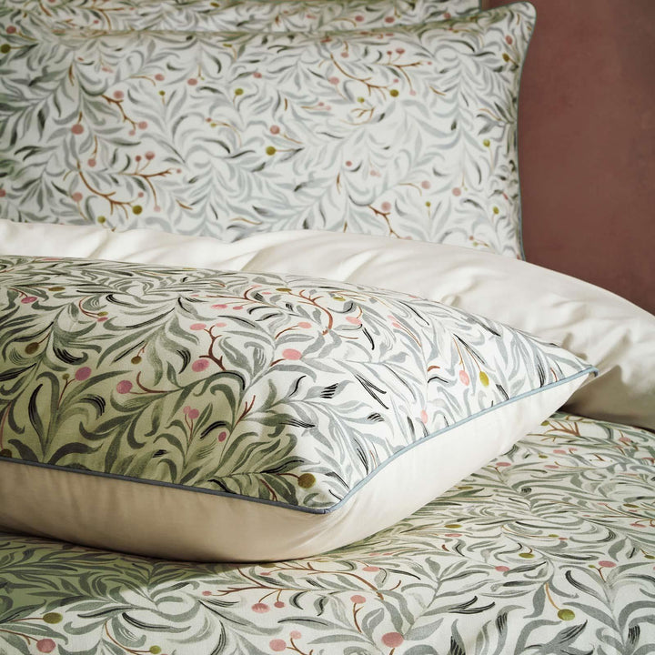 Malory Leaf Slub Cotton Eucalyptus Duvet Cover Set - Ideal