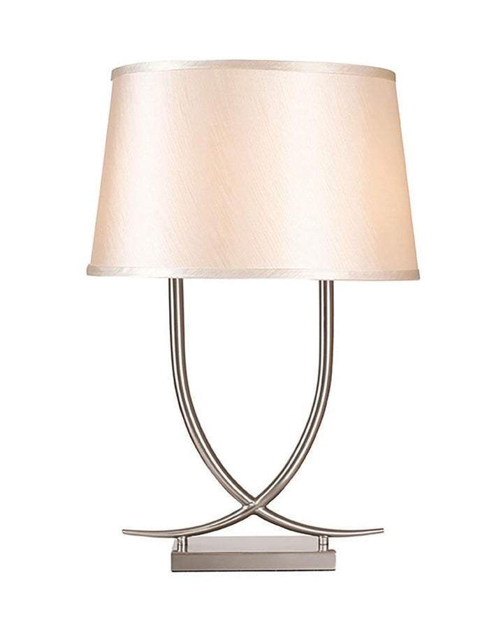 Ritz Table Lamp Chrome Cream Faux Silk Shade - Ideal