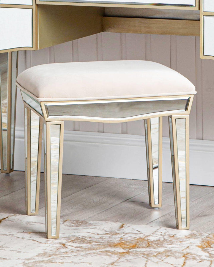 Ana Champagne Dressing Table Stool - Ideal