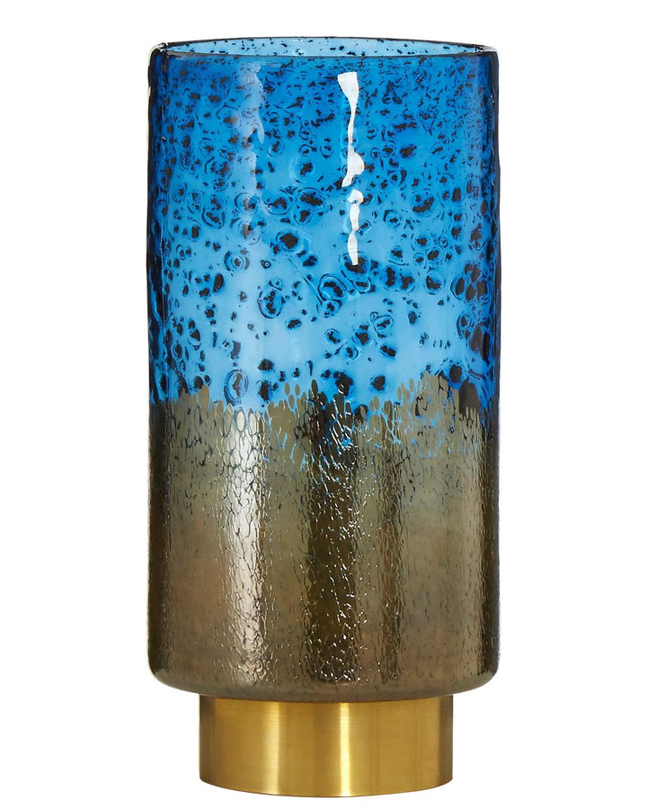 Naia Blue Bubble Effect Tall Glass Vase - Ideal