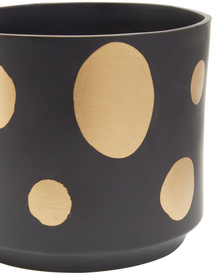 Soho Large Ceramic Plant Pot Black & Gold - Ideal