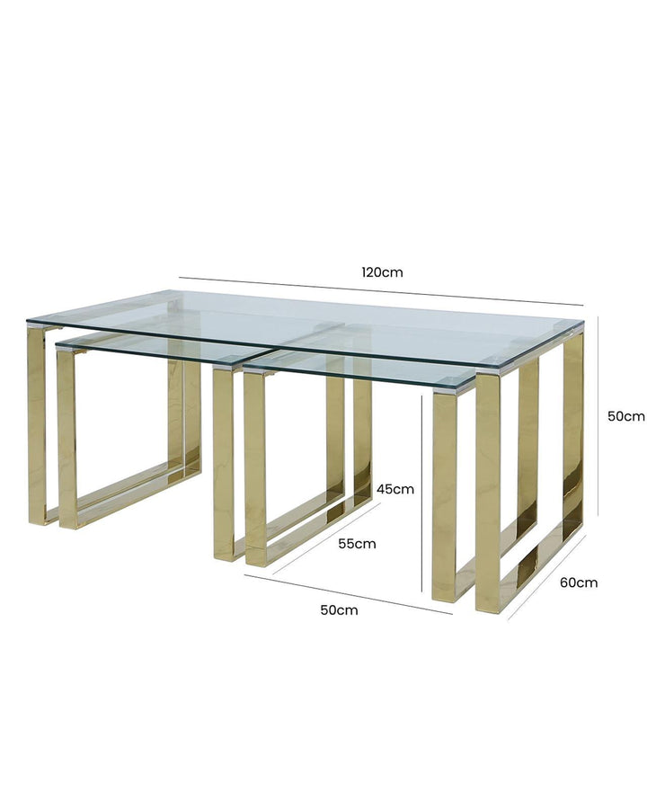 Vogue Gold Nest of Coffee Tables - Ideal