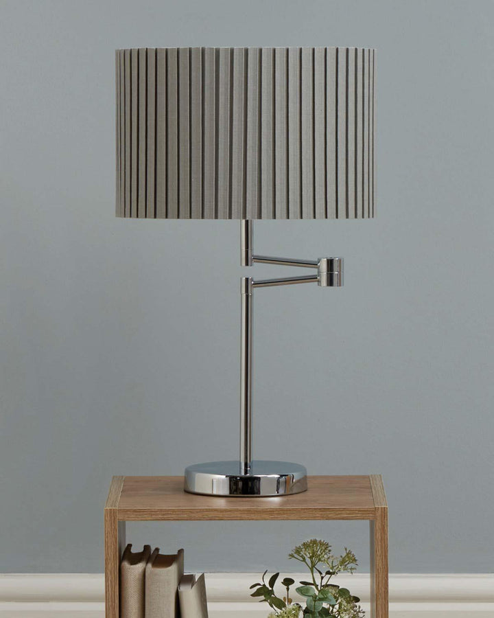 Fenella Table Lamp Chrome with Grey Shade - Ideal