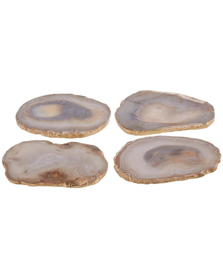 Set of 4 Agate Coasters Natural & Gold - Ideal