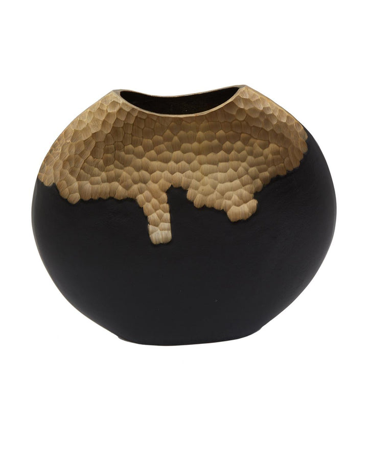 Warm Metallic and Black Daito Round Vase (Large) - Ideal