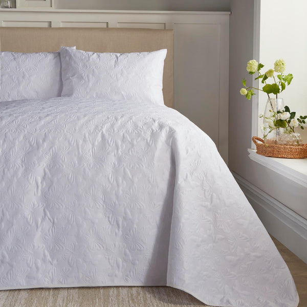 Butterfly Garden White Quilted Bedspread - Ideal