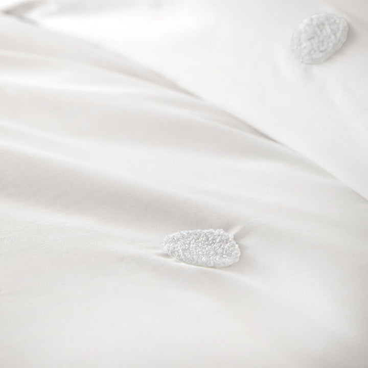 Dot Garden Tufted Spot 100% Cotton White Duvet Cover Set -  - Ideal Textiles