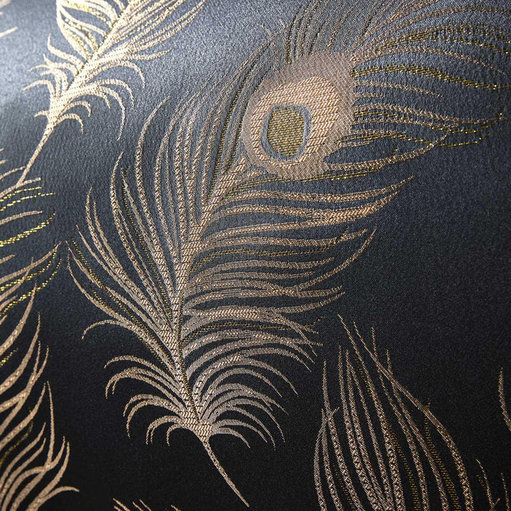 Dandy Feather Jacquard Luxury Black & Gold Duvet Cover Set -  - Ideal Textiles