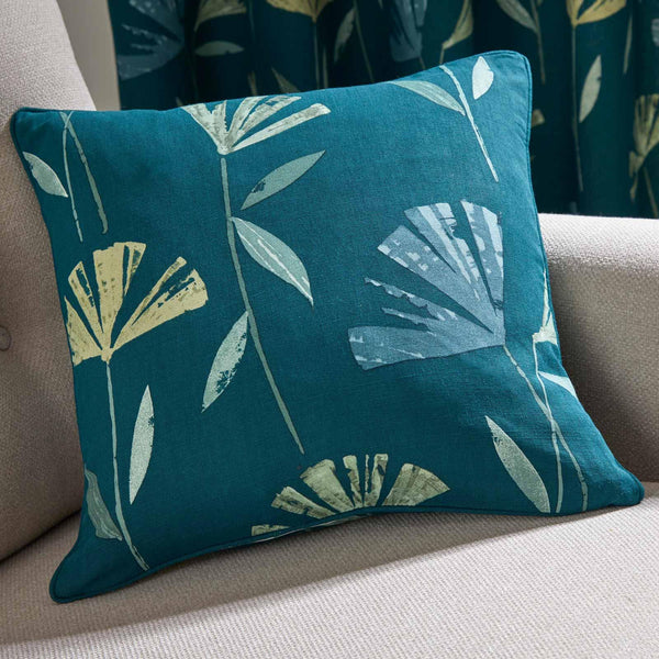 Dacey Retro Floral Teal Cushion Cover 17" x 17" - Ideal