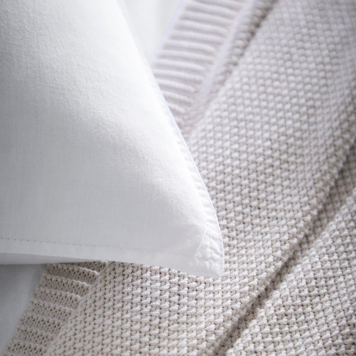 Cassia 100% Washed Cotton White Duvet Cover Set -  - Ideal Textiles