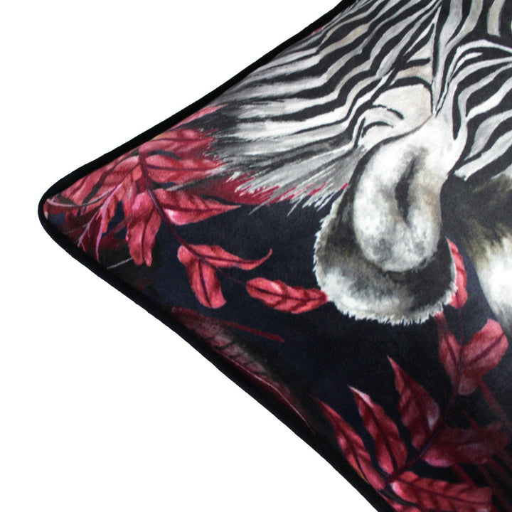 Zinara Twin Zebras Black Velvet Filled Cushions -  - Ideal Textiles