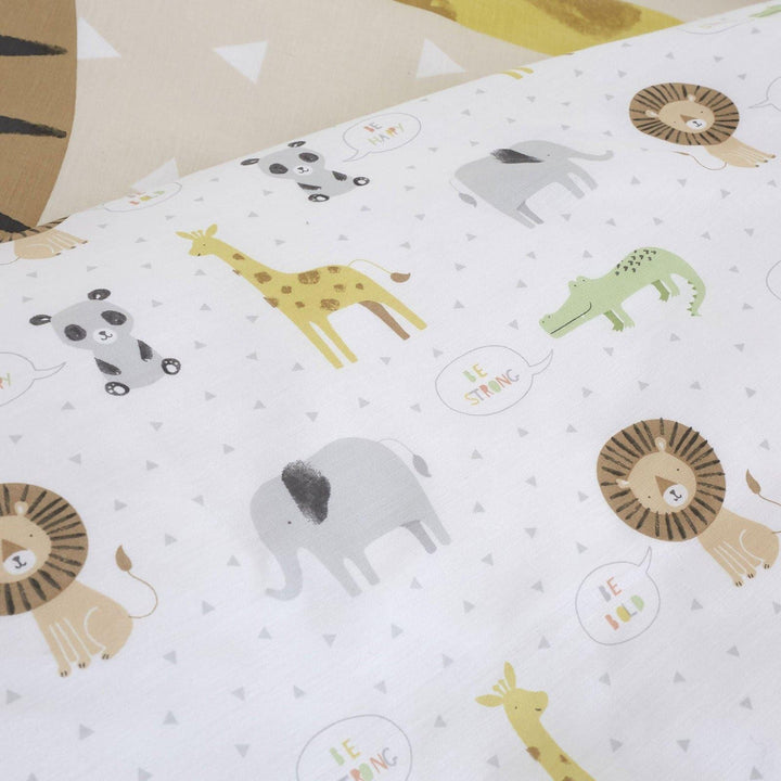 Roarsome Animals Print Natural Duvet Cover Set -  - Ideal Textiles