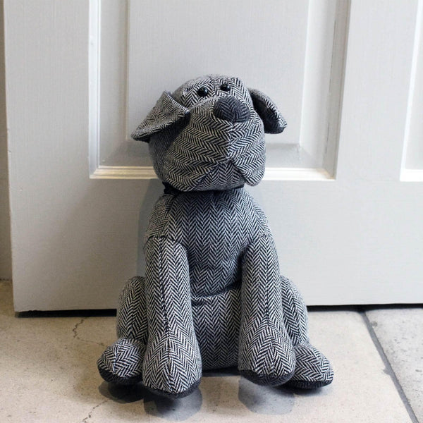Herringbone Dog Grey Novelty Door Stop -  - Ideal Textiles