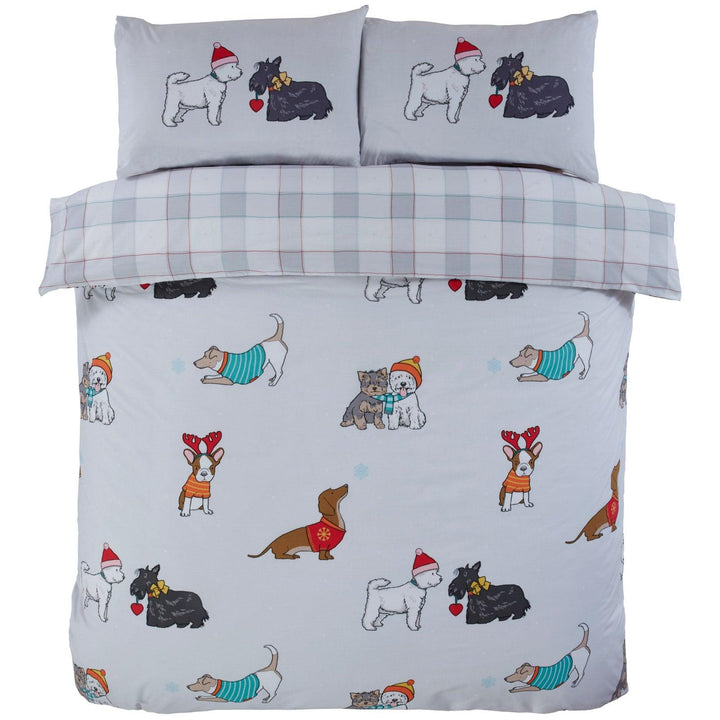 Winter Tails Festive Dogs Christmas Duvet Cover Set -  - Ideal Textiles