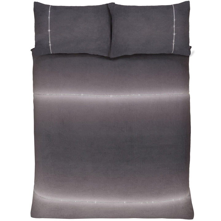 Diamante Ombre Teddy Bear Fleece Grey Duvet Cover Set -  - Ideal Textiles
