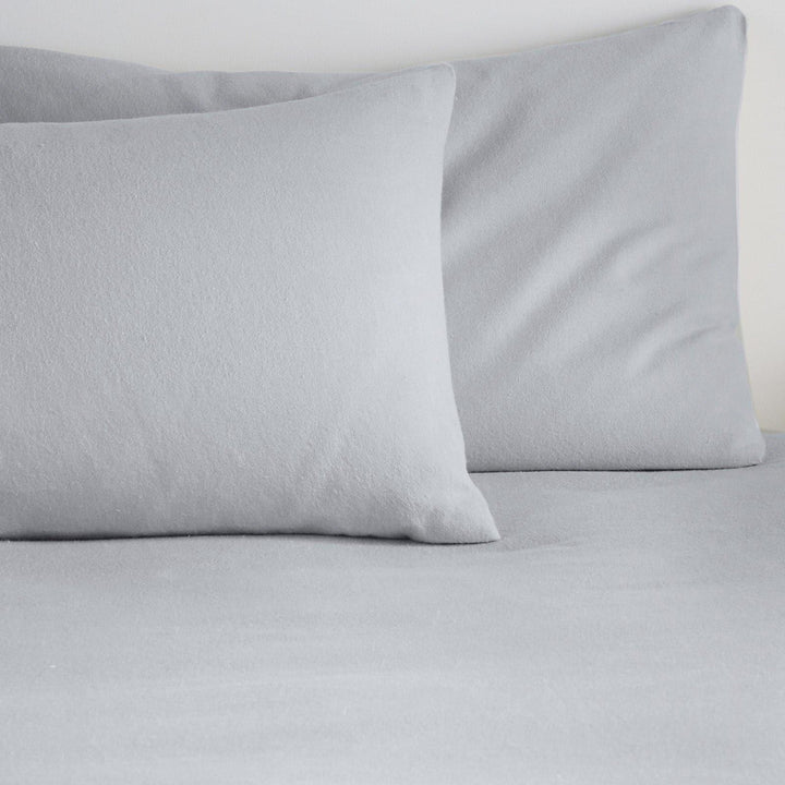 Cosy 100% Brushed Cotton Flannelette Pillowcases Silver -  - Ideal Textiles