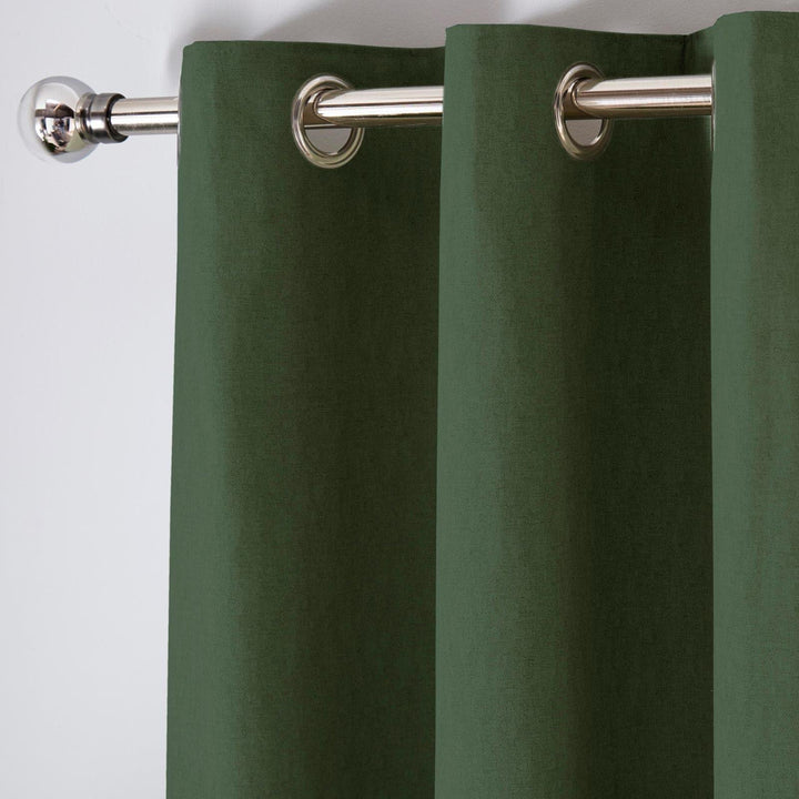 Sorbonne Plain Lined Eyelet Curtains Bottle Green -  - Ideal Textiles