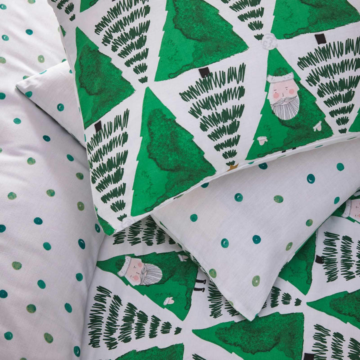 Hide + Seek Santa Christmas Reversible Green Duvet Cover Set - Ideal