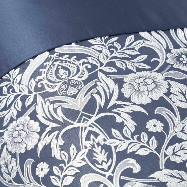 Eden Floral Trellis Jacquard Navy Duvet Cover Set - Ideal