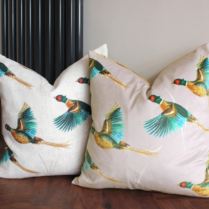 Country Flying Pheasants Cream Filled Cushion - Ideal