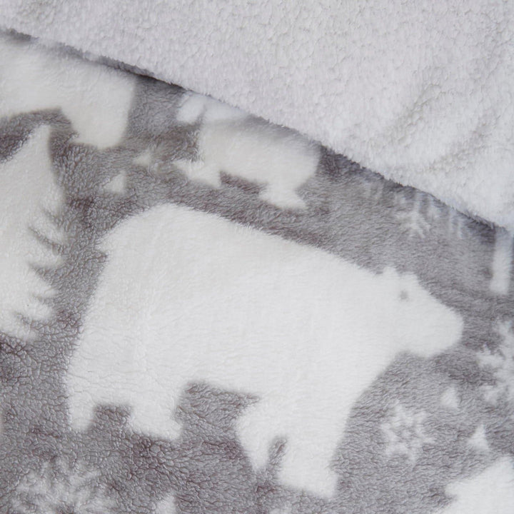 Arctic Animals Sherpa Fleece Christmas Grey Duvet Cover Set -  - Ideal Textiles