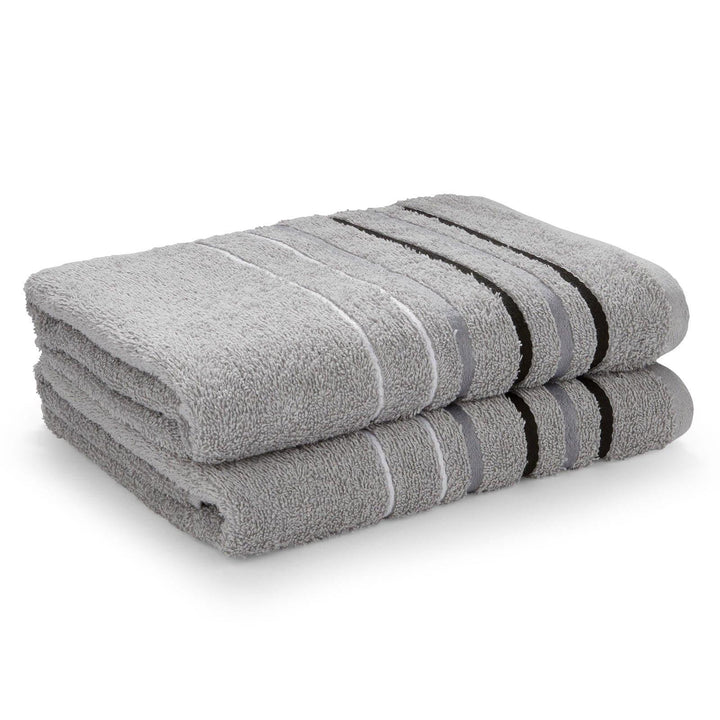 Java Stripe 100% Cotton Bath Sheet Pair Grey - Ideal