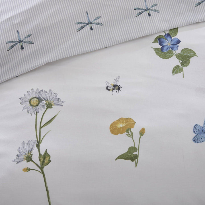 Emelia Pressed Flowers Blue Duvet Cover Set -  - Ideal Textiles