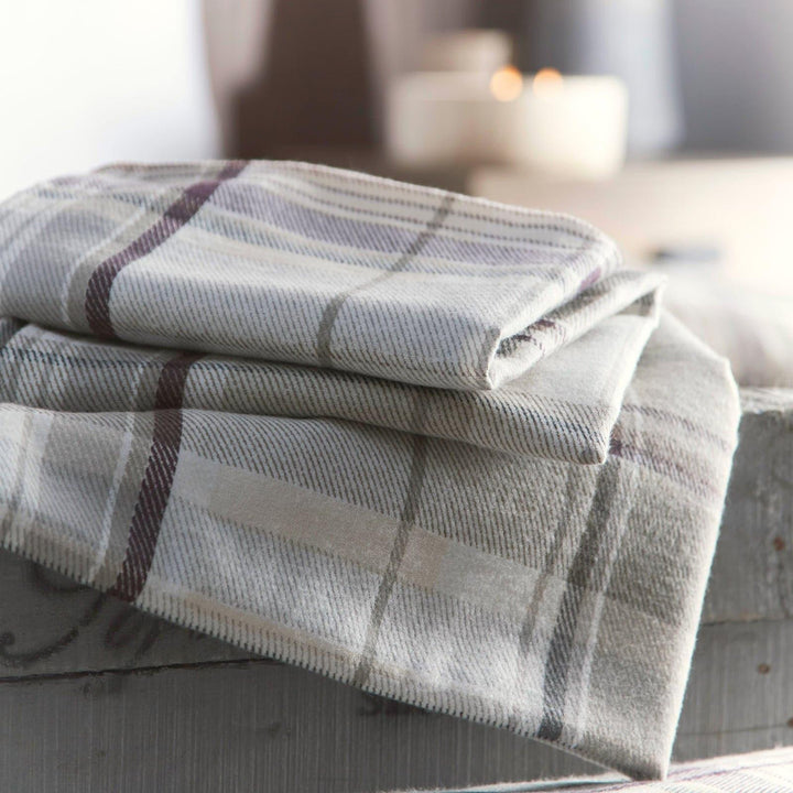 Applecross 100% Brushed Cotton Flannelette Natural Duvet Cover Set -  - Ideal Textiles
