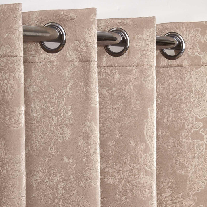 Regency Damask Thermal Blackout Eyelet Curtains Taupe -  - Ideal Textiles