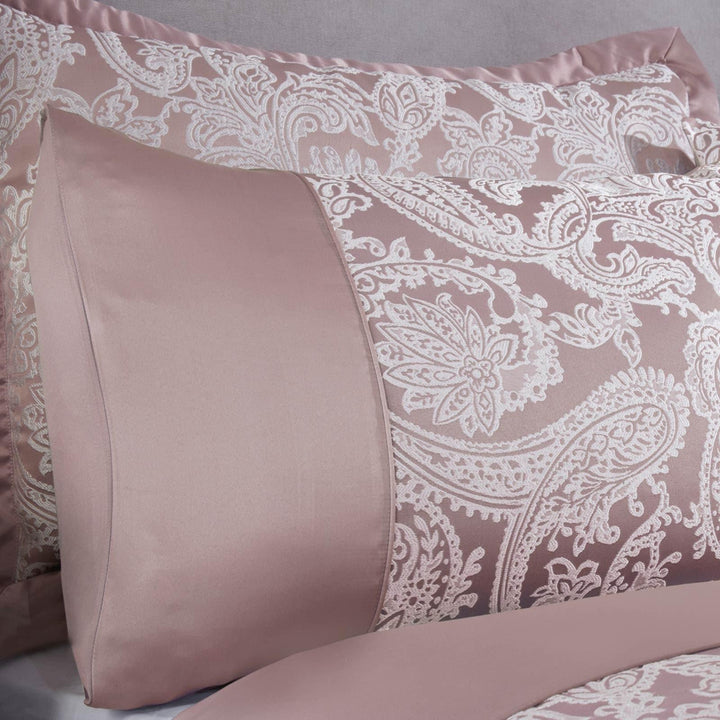 Duchess Paisley Jacquard Sateen Blush Pink Duvet Cover Set -  - Ideal Textiles