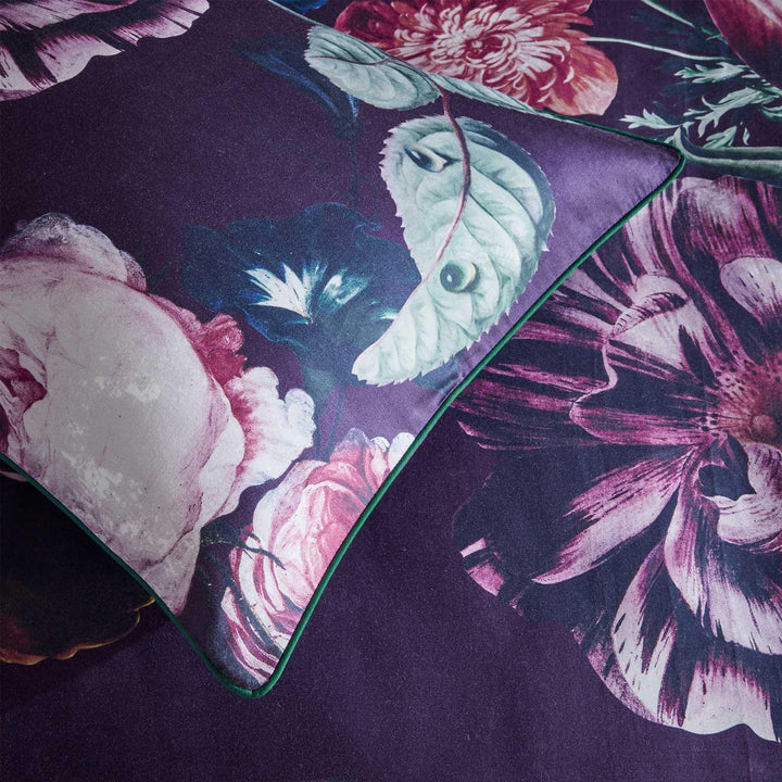 Cordelia Floral 100% Cotton Piped Pillowcases Pair -  - Ideal Textiles
