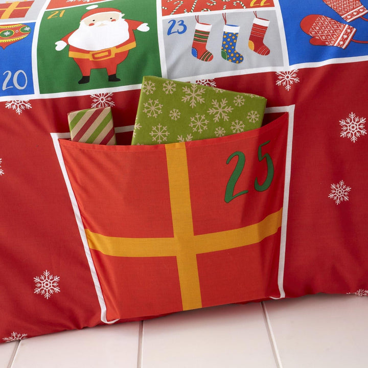Countdown to Christmas Advent Pocket Red Duvet Cover Set -  - Ideal Textiles