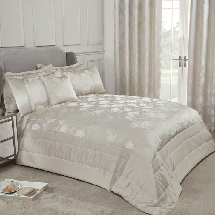 Blossom Floral Jacquard Quilted Bedspread Cream - Ideal