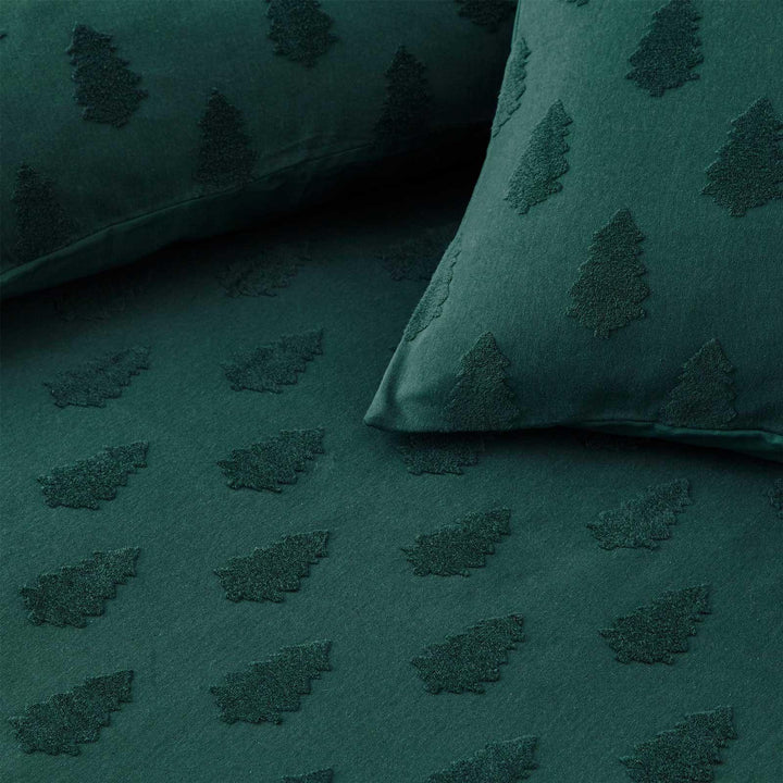 Tufted Tree 100% Cotton Pine Green Christmas Duvet Cover Set -  - Ideal Textiles
