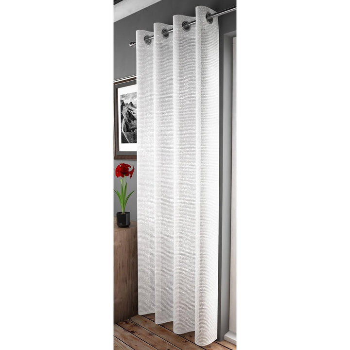 Adele Sparkle Eyelet Voile Curtain Panels White -  - Ideal Textiles