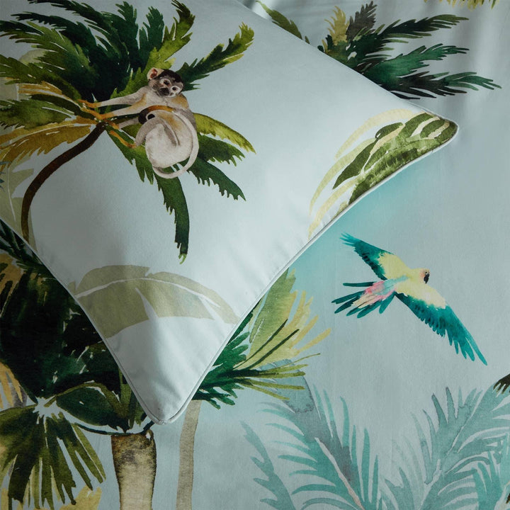 Forsteriana Palms 100% Cotton Piped Pillowcases Pair -  - Ideal Textiles