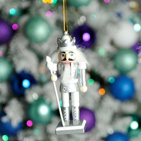 White & Silver Hanging Nutcracker Decoration - Ideal