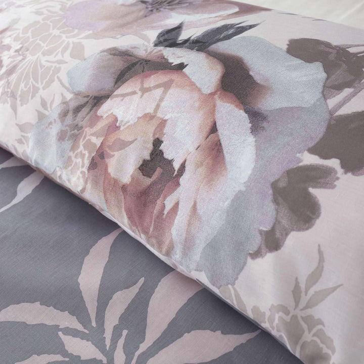 Dramatic Floral Peony Print Pink & Grey Duvet Cover Set -  - Ideal Textiles
